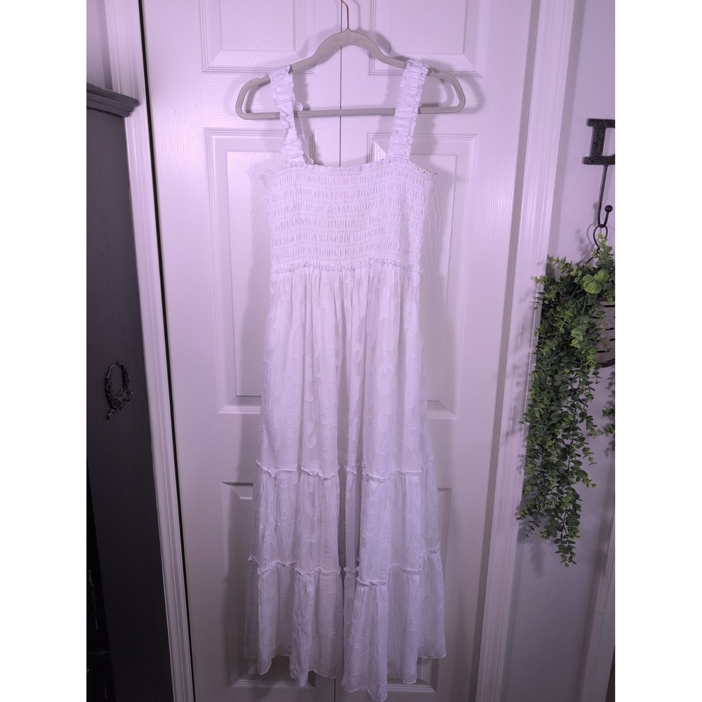 LILLY PULITZER SIZE MEDIUM HADLY SMOCKED MAXI DRESS *RESORT WHITE*